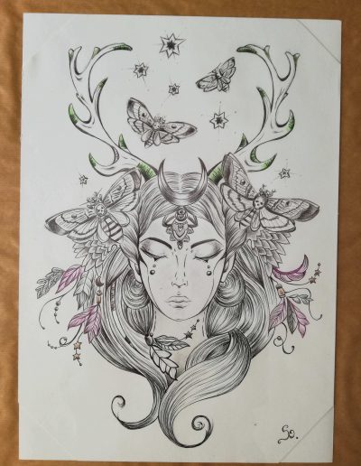 dessin tête de femme animal et nature so-tattoo les essarts 85 en vendée