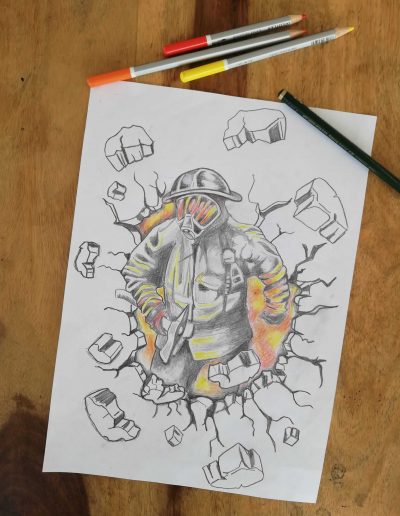 pompier mur briser dessin so tattoo les essarts 85