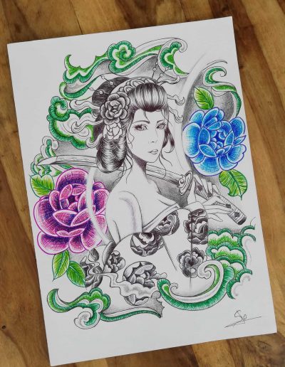 dessin geisha so tattoo les essarts 85
