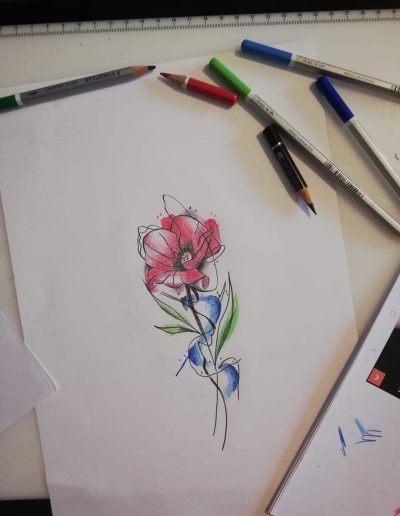 Dessin fleur aquarelle so tattoo les essarts 85