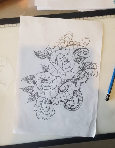 dessin recouvrement florale so tattoo les essarts 85